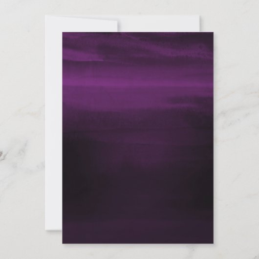 Moody Plum Paarse Modern Waterverf Wedding Kaart (Achterkant)