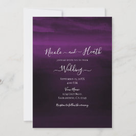 Moody Plum Paarse Moderne Waterverf Bruiloft Kaart