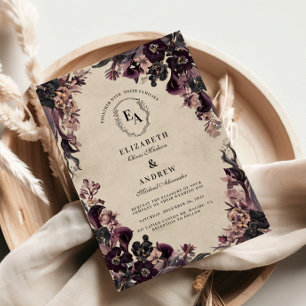 Moody Plum Roos bruiloft Kaart