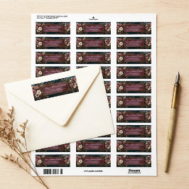 Moody Plum Textured Vintage Gouden Lijst Etiket