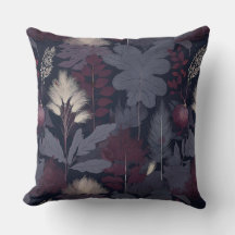 Moody Plum Vijgen- en Pampagras Patroon Worp Kusse
