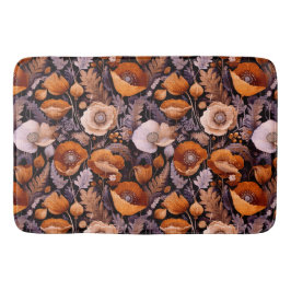 Moody poppies on black pattern badmat