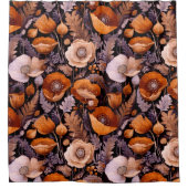 Moody poppies on black pattern douchegordijn (Voorkant)