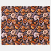 Moody poppies on black pattern fleece deken (Voorkant (Horizontaal))