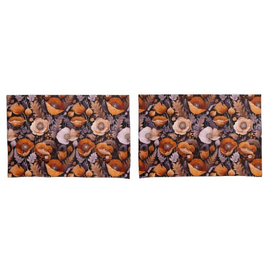 Moody poppies on black pattern kussensloop (Voorkant-Set)