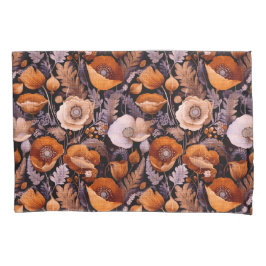 Moody poppies on black pattern kussensloop