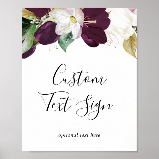 Moody Purple Blooms Cards & Gifts Custom Text Sign Poster (Voorkant)