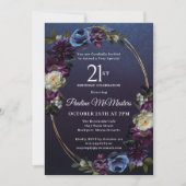 Moody Purple Flowers 21e verjaardagsfeestje Kaart (Voorkant)