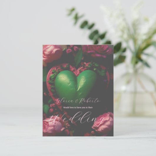 Moody Radiant Heart Floral Mexicaanse bruiloft Kaart (Staand voorkant)