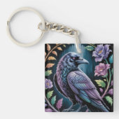 Moody Raven Dark Academia Floral Sleutelhanger (Voorkant)