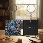 Moody Raven Dark Academia Floral Sleutelhanger