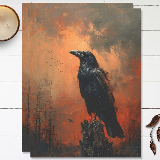 Moody Raven Gothic Decoupage Tissuepapier
