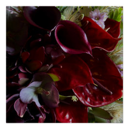 Moody Red Floral Poster Art
