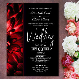 Moody Red Floral Wedding Kaart