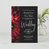 Moody Red Floral Wedding Kaart (Staand voorkant)