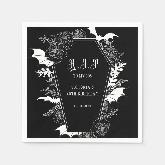 Moody RIP 30s Gothic 40th Birthday Servet (Voorkant)