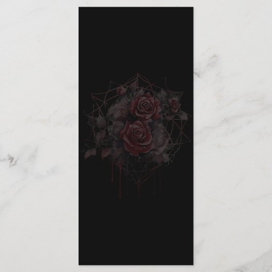 Moody Rode Bloemen Schedel Elegant Gotische Bruilo Menu (Achterkant)