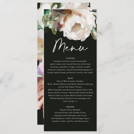 Moody roemeense pinda's florisch botanisch menu (Voorkant / Achterkant)