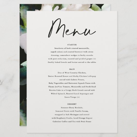 Moody roemeense pinda's florisch botanisch menu (Voorkant / Achterkant)