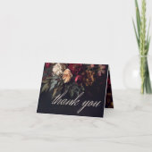 Moody Romantic Dark Floral Gothic Photo Wedding Bedankkaart (Voorkant)
