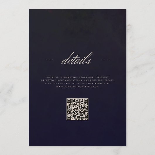 Moody Romantic Dark Floral Gothic QR Code Wedding Kaart (Achterkant)