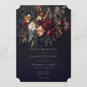 Moody Romantic Dark Floral Gothic Wedding Kaart (Voorkant)
