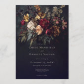 Moody Romantic Dark Floral Gothic Wedding Kaart (Voorkant)