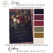 Moody Romantic Dark Floral Gothic Wedding Kaart