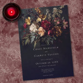 Moody Romantic Dark Floral Gothic Wedding Kaart