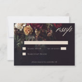 Moody Romantic Dark Floral Gothic Wedding RSVP Kaartje (Voorkant)