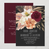 Moody Romantic Floral Wedding Kaart (Voorkant / Achterkant)