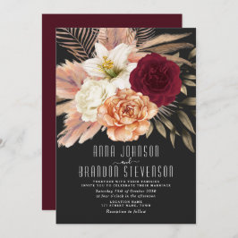 Moody Romantic Floral Wedding Kaart