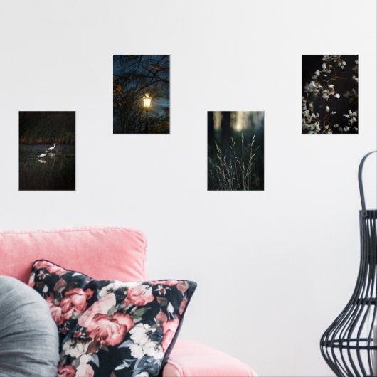 Moody Romantic Nature Wall Art Set of Four Posters (Woonkamer)