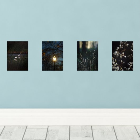 Moody Romantic Nature Wall Art Set of Four Posters (Houten vloer)