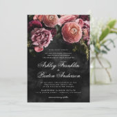 Moody Romantic Pink Floral Bouquet op Black Kaart (Staand voorkant)