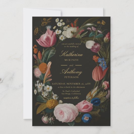 Moody Romantisch Bloemen Lijst Dreamy Bruiloft Kaart (Voorkant)