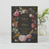 Moody Romantisch Bloemen Lijst Dreamy Bruiloft Kaart (Staand voorkant)