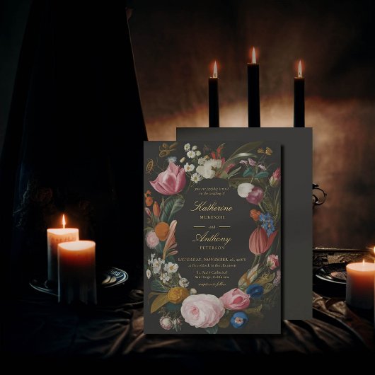 Moody Romantisch Bloemen Lijst Dreamy Bruiloft Kaart