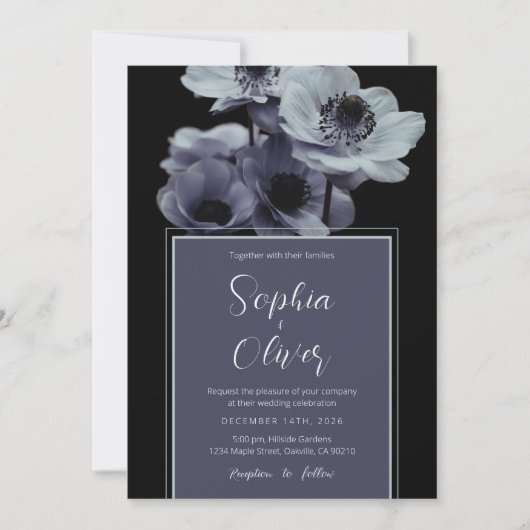 Moody Romantisch Donker Bloemen Gotische Bruiloft Kaart (Voorkant)