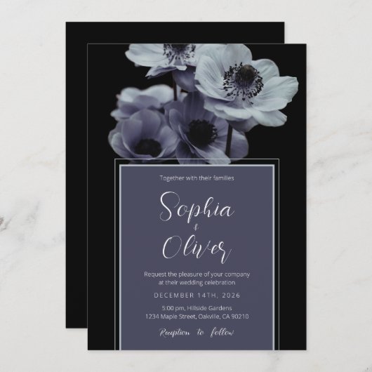 Moody Romantisch Donker Bloemen Gotische Bruiloft Kaart (Voorkant / Achterkant)