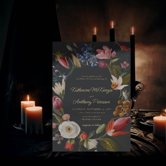 Moody Romantisch Gothic Donker Bloemen Lijst Bruil Kaart