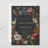 Moody Romantisch Gothic Donker Bloemen Lijst Bruil Kaart (Voorkant)