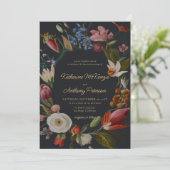 Moody Romantisch Gothic Donker Bloemen Lijst Bruil Kaart (Staand voorkant)