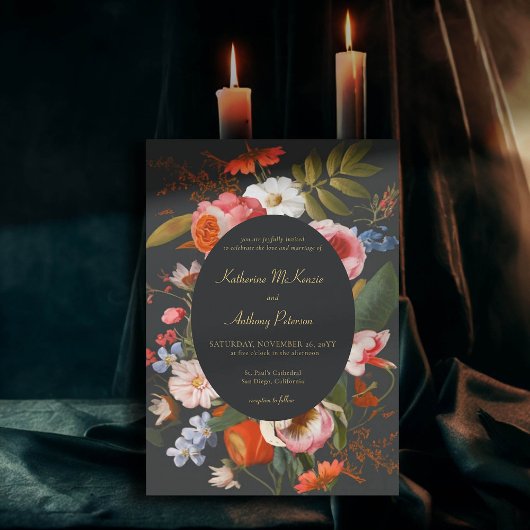 Moody Romantisch Gothic Donker Bold Bloemen Bruilo Kaart