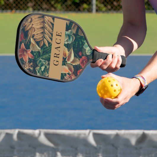 Moody Romantisch Tropisch Goud Bloemen Pickleball Paddle (Insitu)