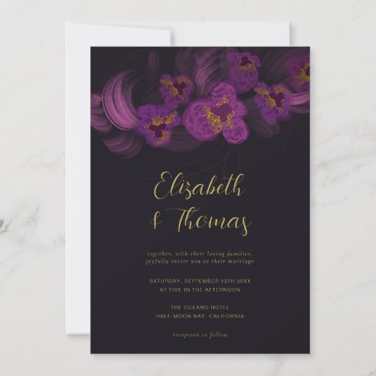 Moody Romantische Paarse Orchideeën Donker Bloemen Kaart (Voorkant)