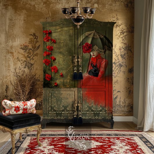 Moody Romantische Scarlet Anjers Groene Patina Tissuepapier