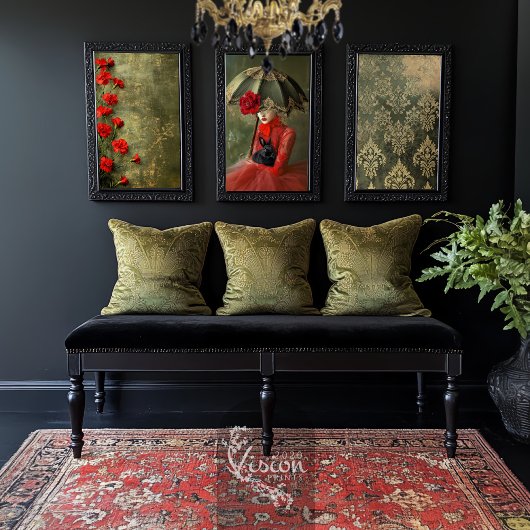 Moody Romantische Scarlet Anjers Groene Patina Tissuepapier