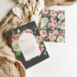 Moody Roos | Romantische lente-Floral bruiloft Kaart