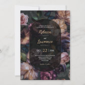 Moody roze bloemen bruiloft uitnodiging (Voorkant)